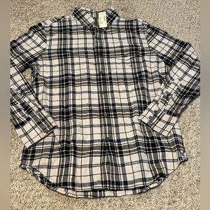 AMERICAN EAGLE | Men’s Black/Gray/Navy Plaid Flannel Medium